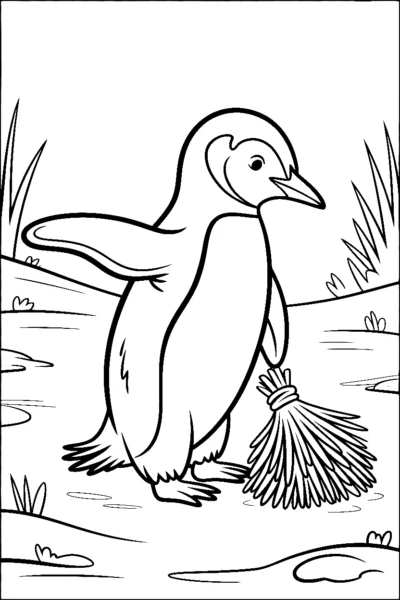 penguin pulling nest material printable sheet