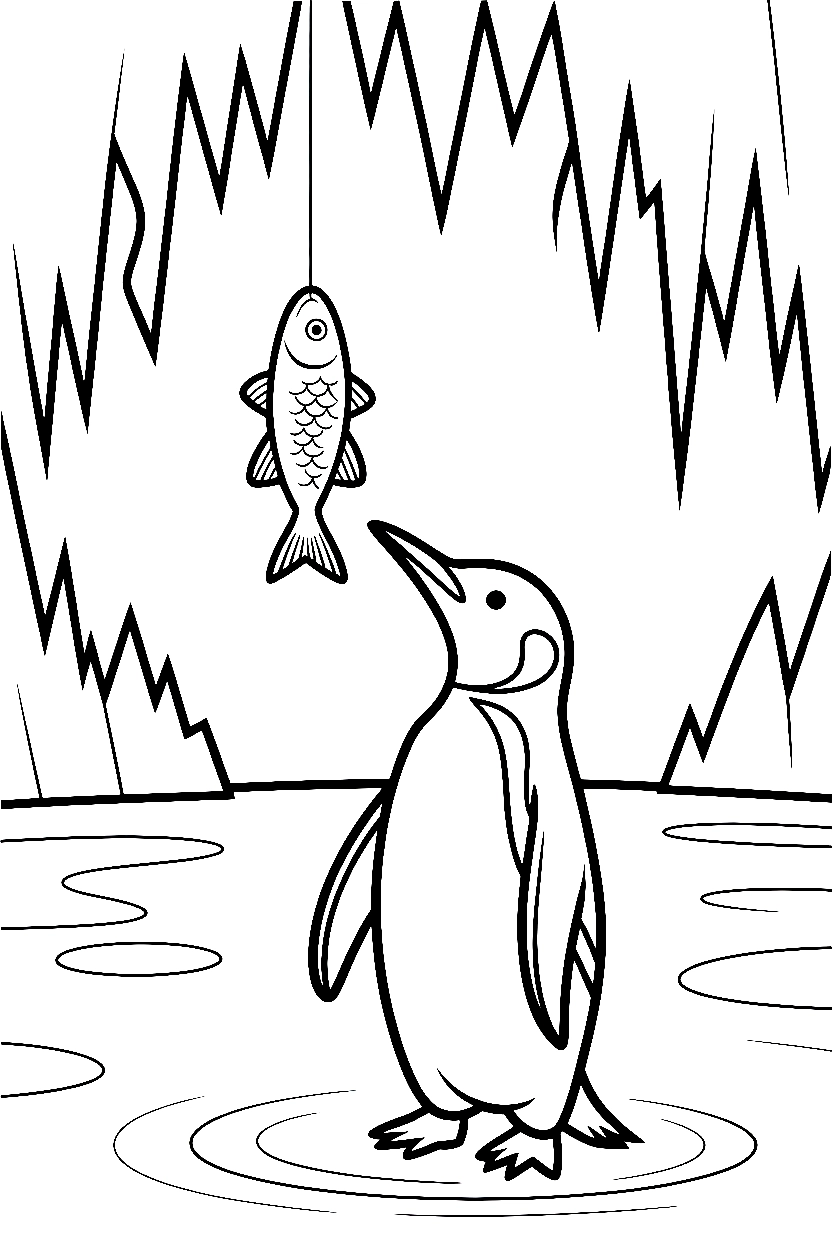 penguin reaching ice ledge coloring pages