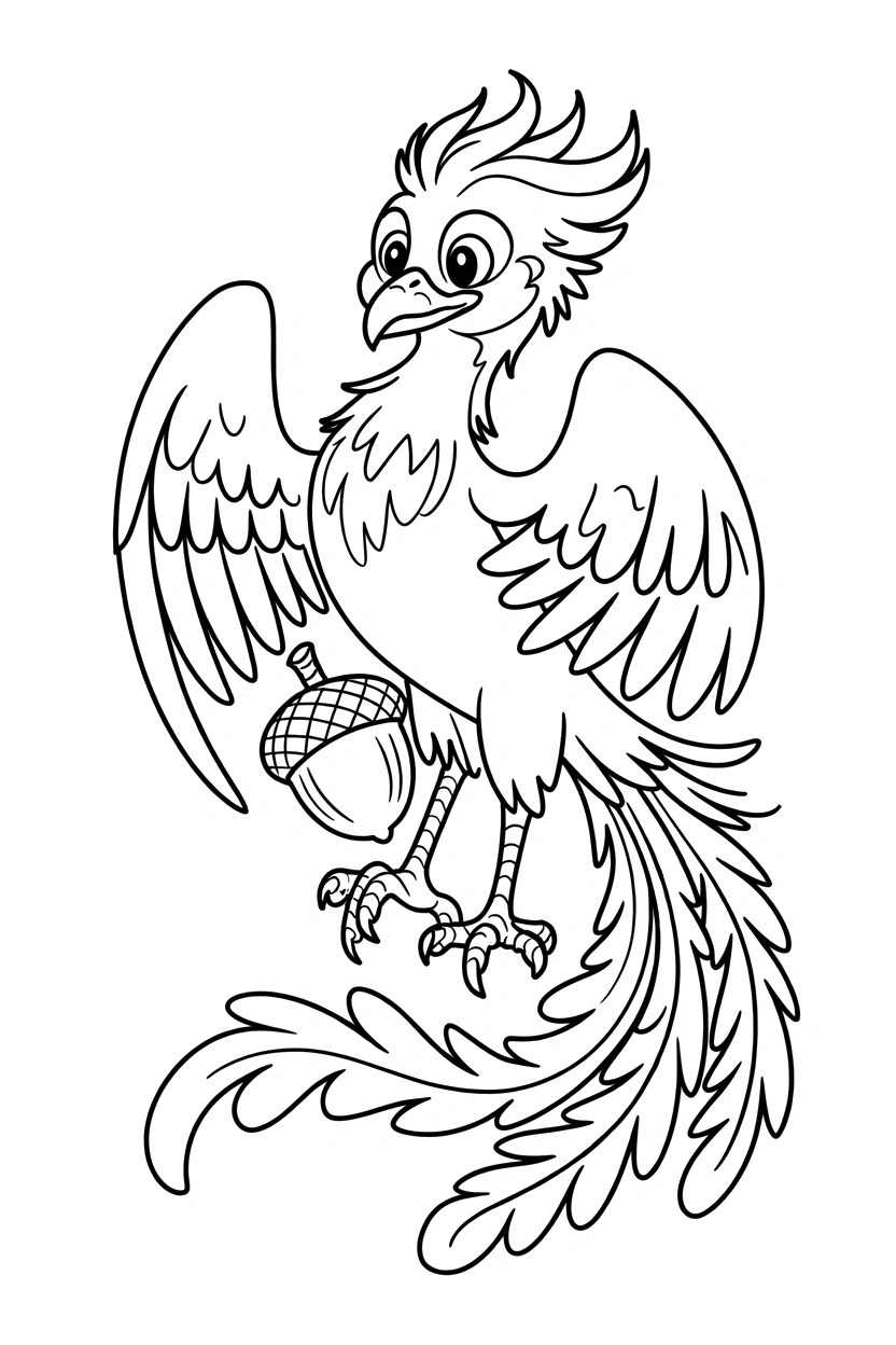 phoenix holding acorn stance drawing