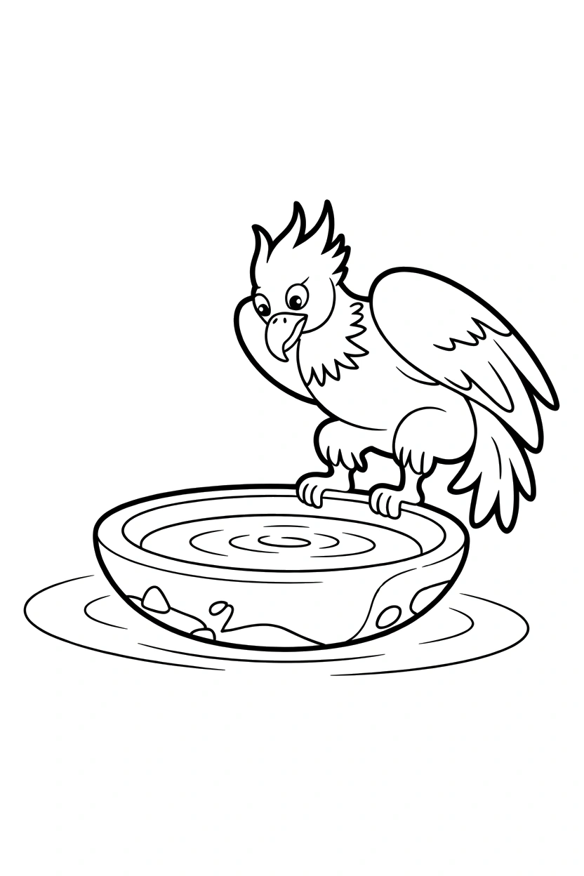 phoenix leaning water basin printable sheet