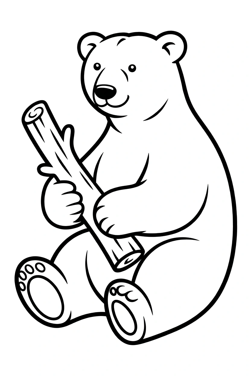 polar bear holding driftwood printable sheet polar bear holding driftwood printable sheet