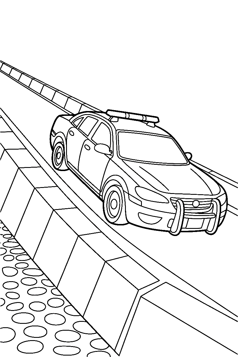 police car climbing ramp coloring pages