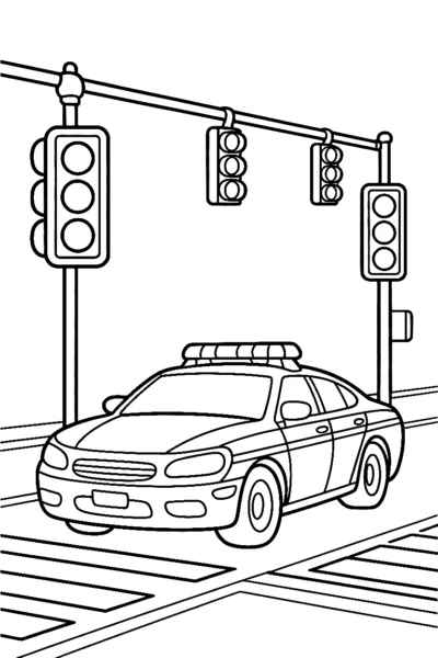 police car intersection printable sheet