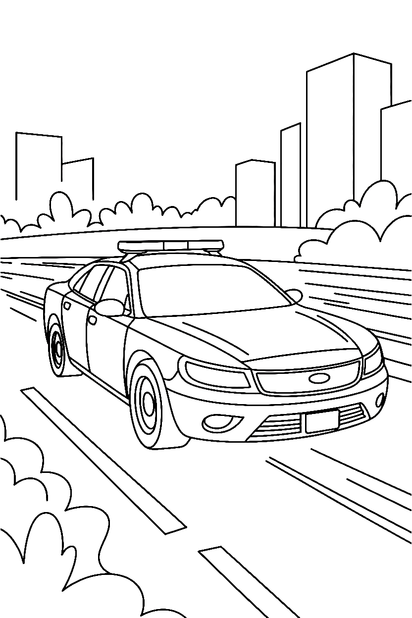 police car pursuit coloring pages
