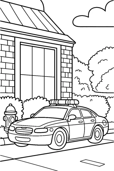 police car resting curb printable sheet