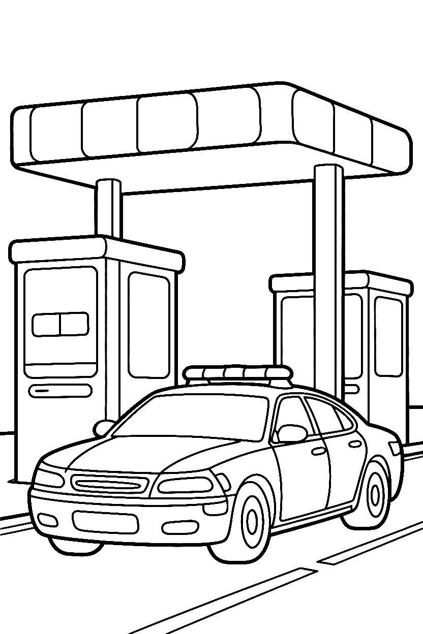 police car toll lane drawing