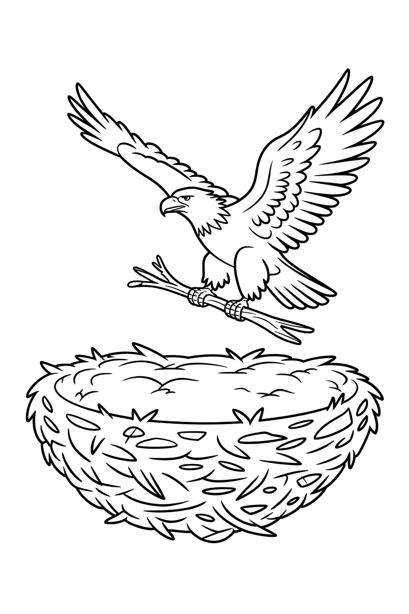 pulling branch eagle nest coloring pages