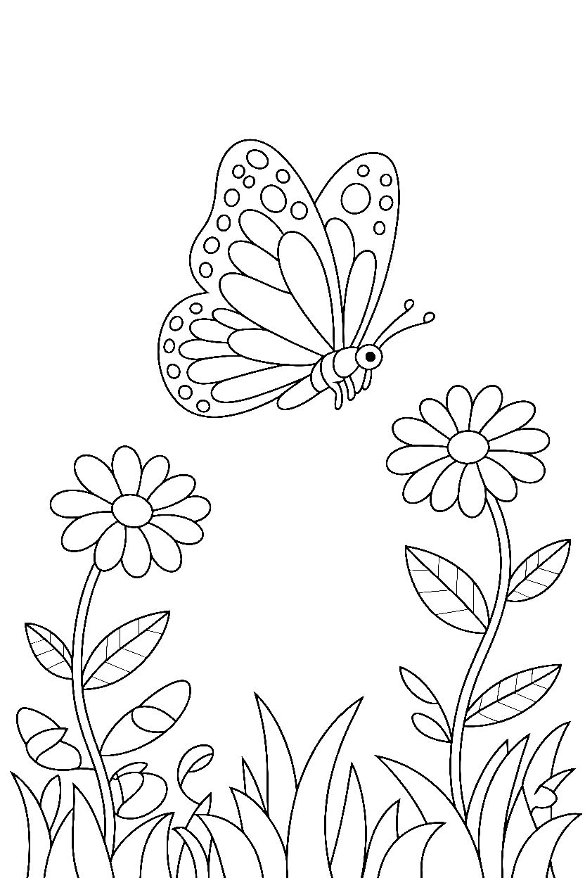 pulling butterfly flower stems drawing