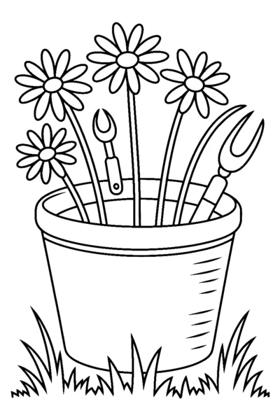 pulling daisy stems upright drawing