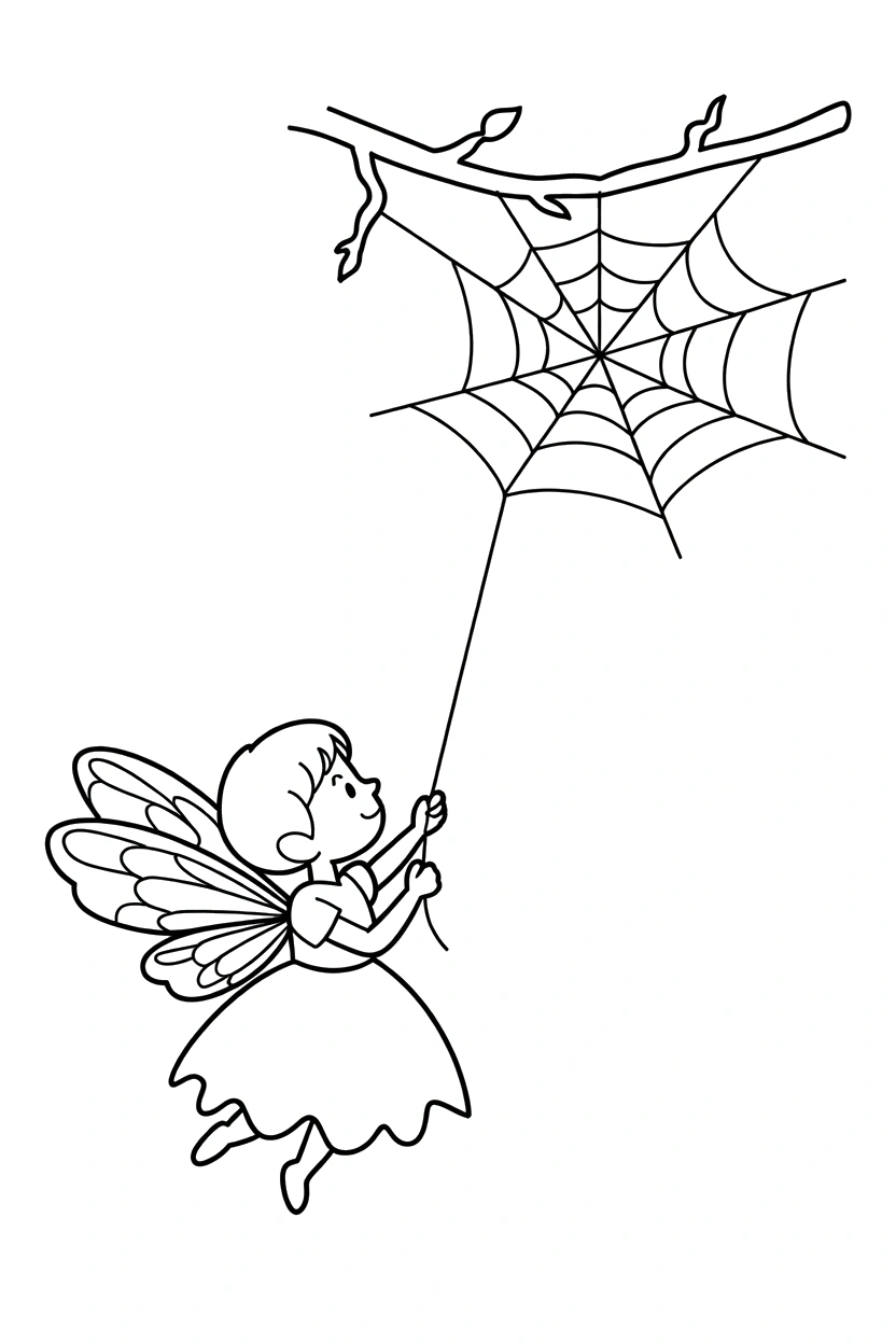 pulling fairy spider web garden corner coloring pages