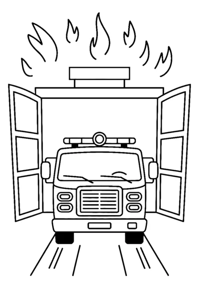 pulling fire truck garage bay coloring pages