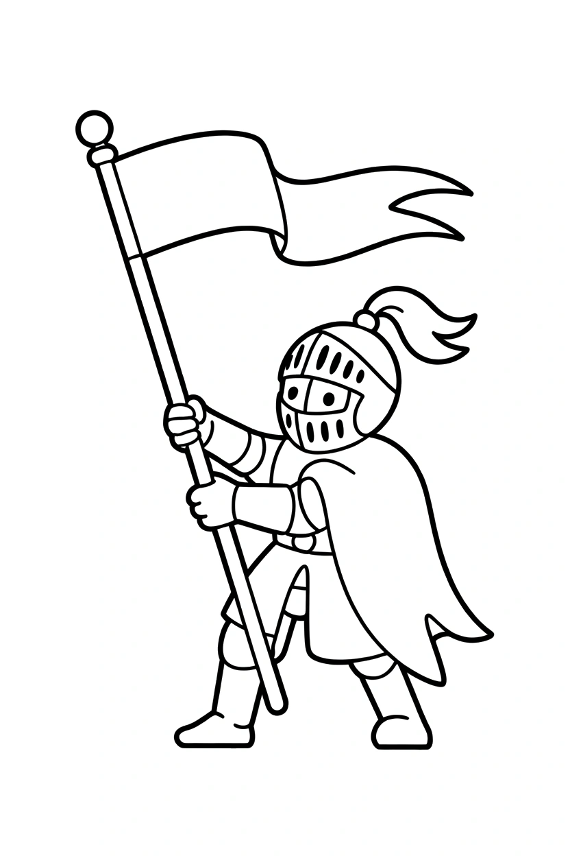 pulling knight banner pole coloring pages
