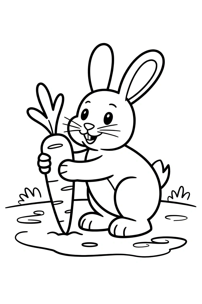 pulling rabbit carrot ground coloring pages