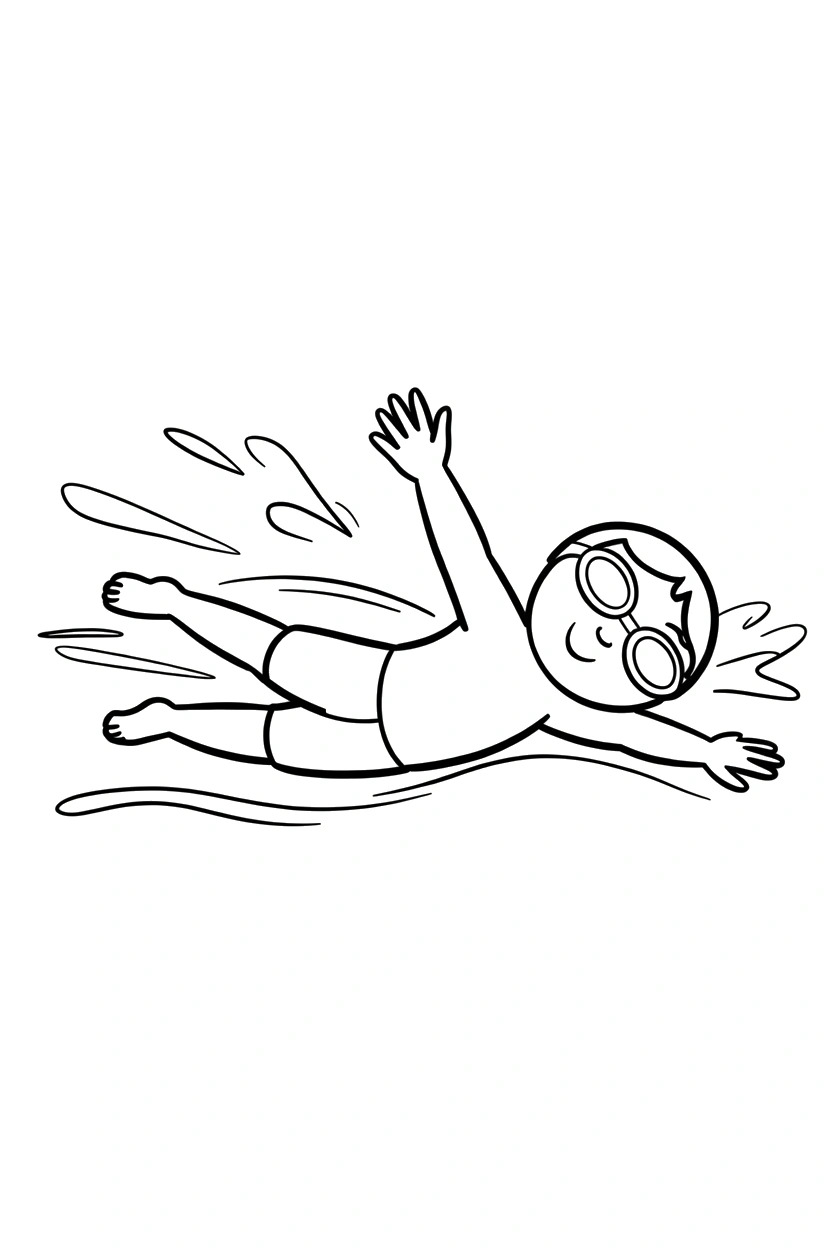 pulling swimming backstroke lane ropes coloring pages
