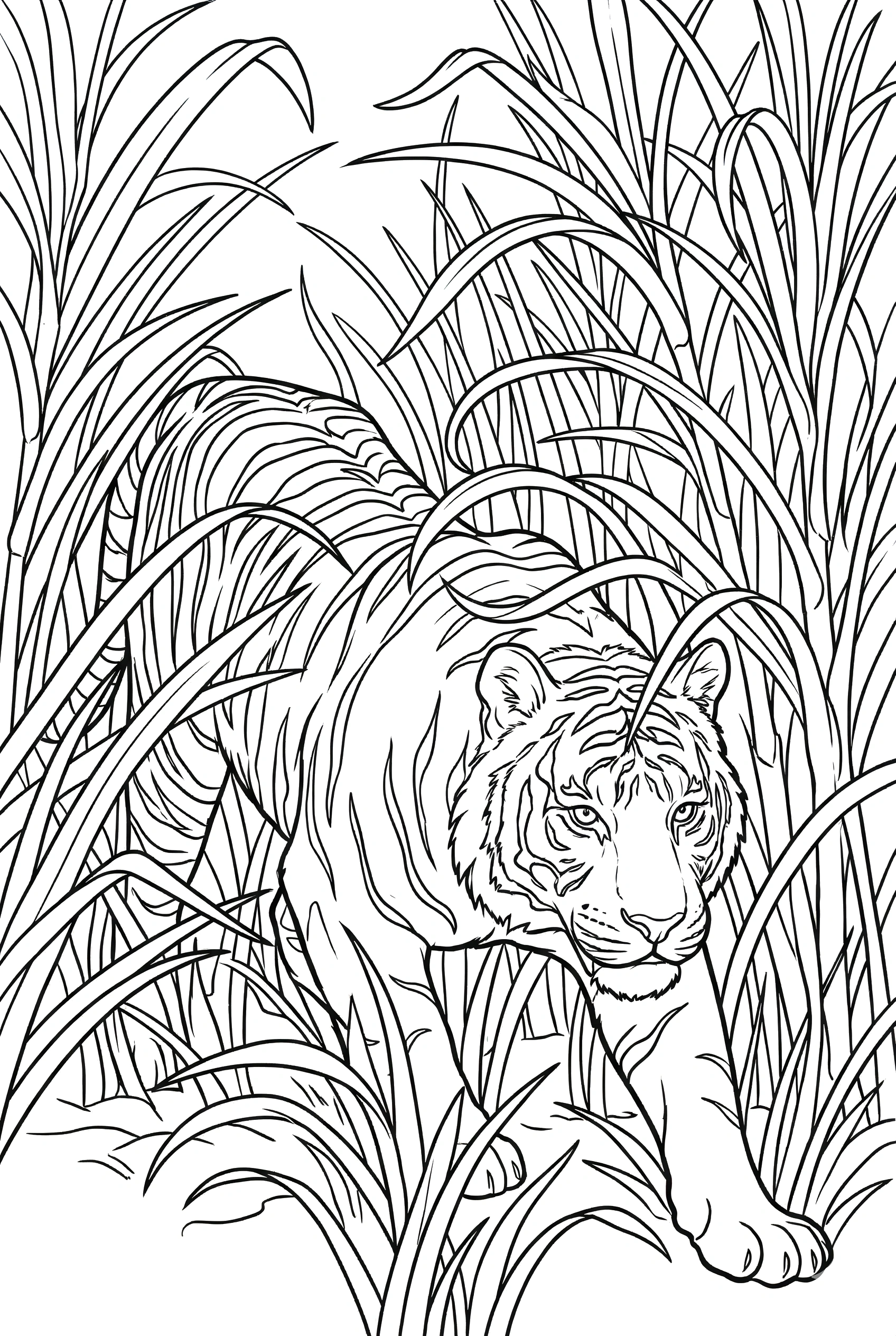 pulling tiger elephant grass coloring pages