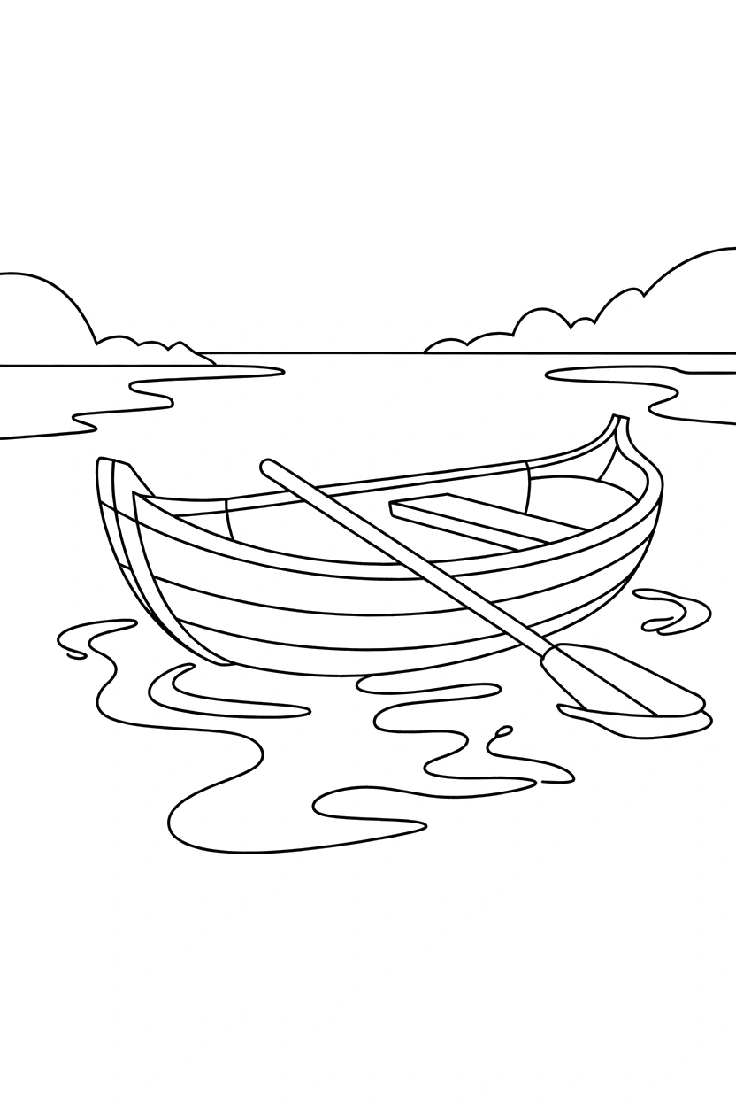 reaching boat distant shoreline coloring pages