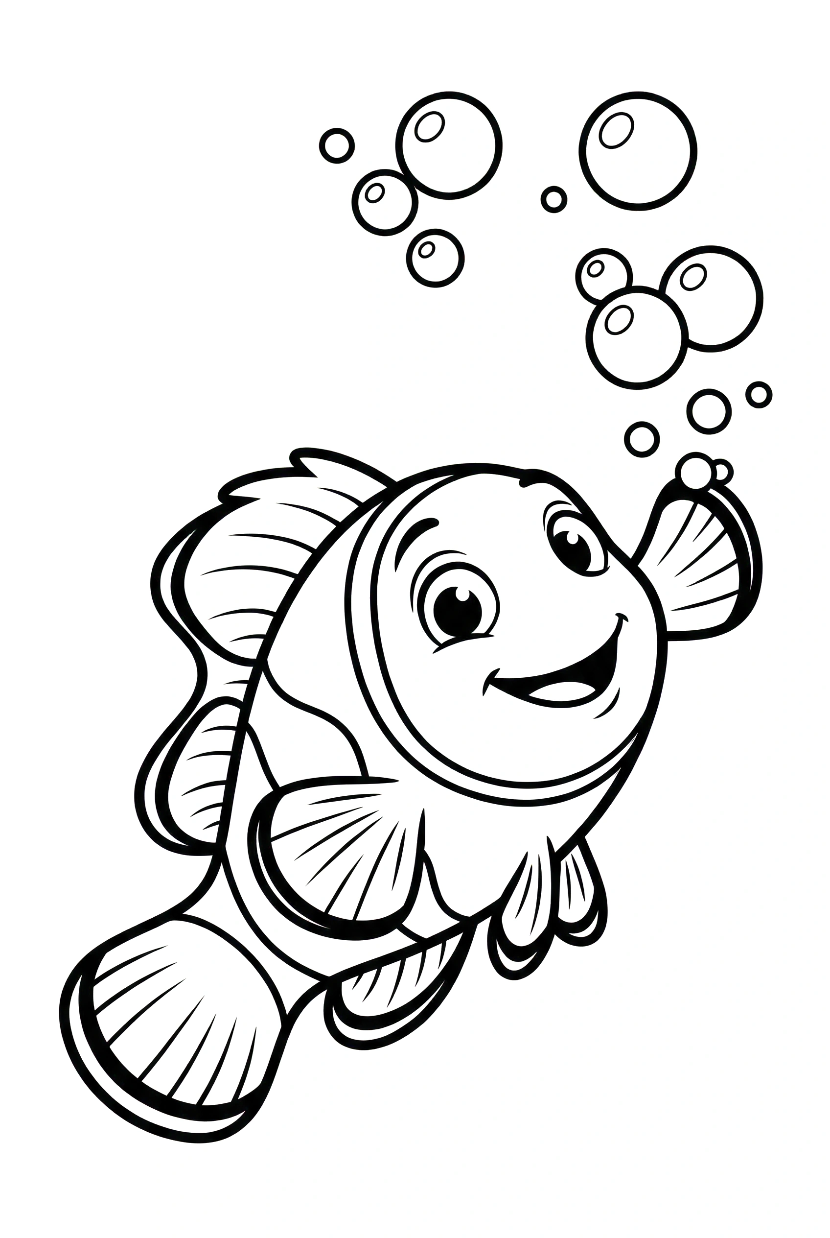 reaching clownfish bubble trail coloring pages