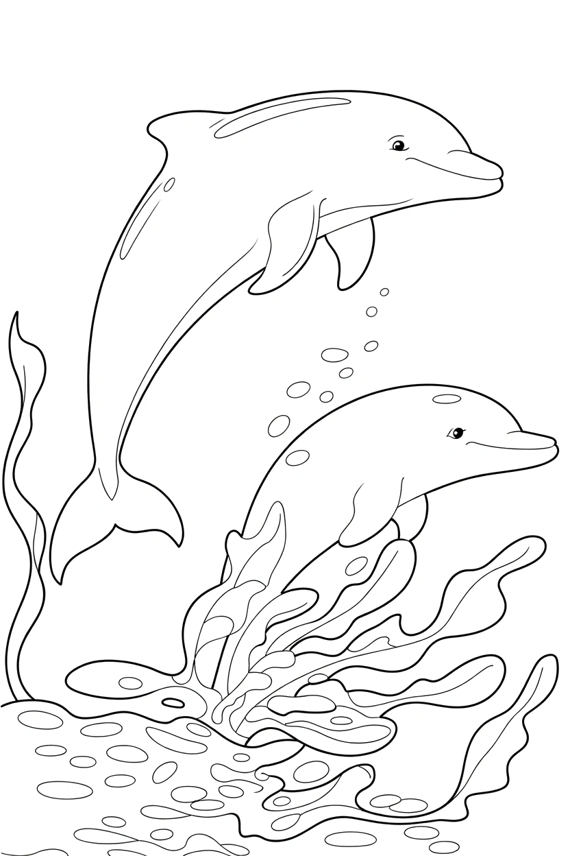 reaching dolphin seaweed strands drawing reaching dolphin seaweed strands drawing