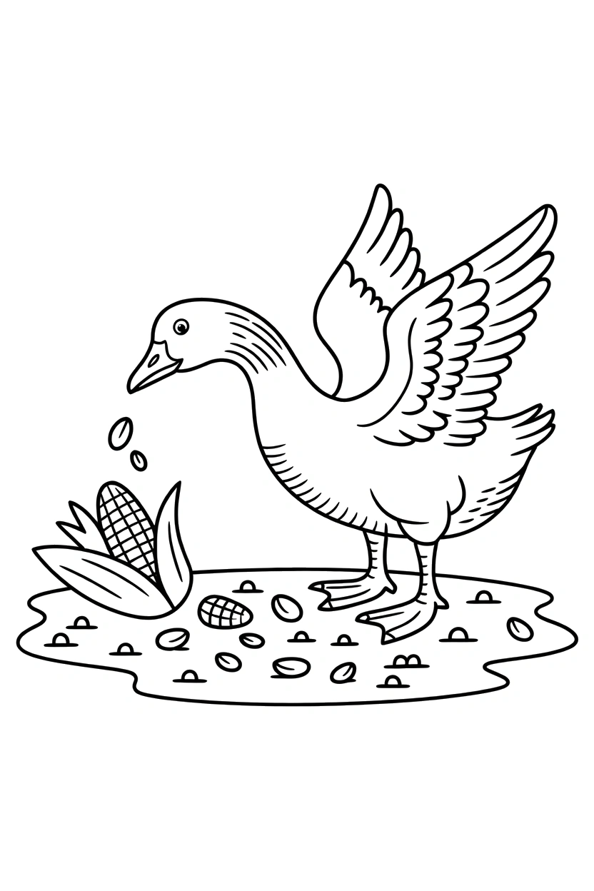 reaching goose corn kernels coloring pages