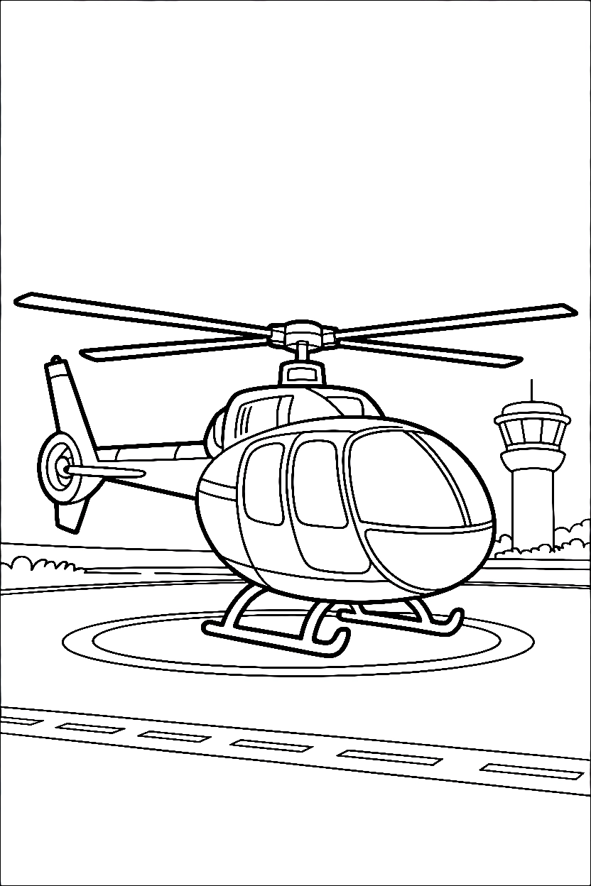 reaching helicopter tower airfield coloring pages
