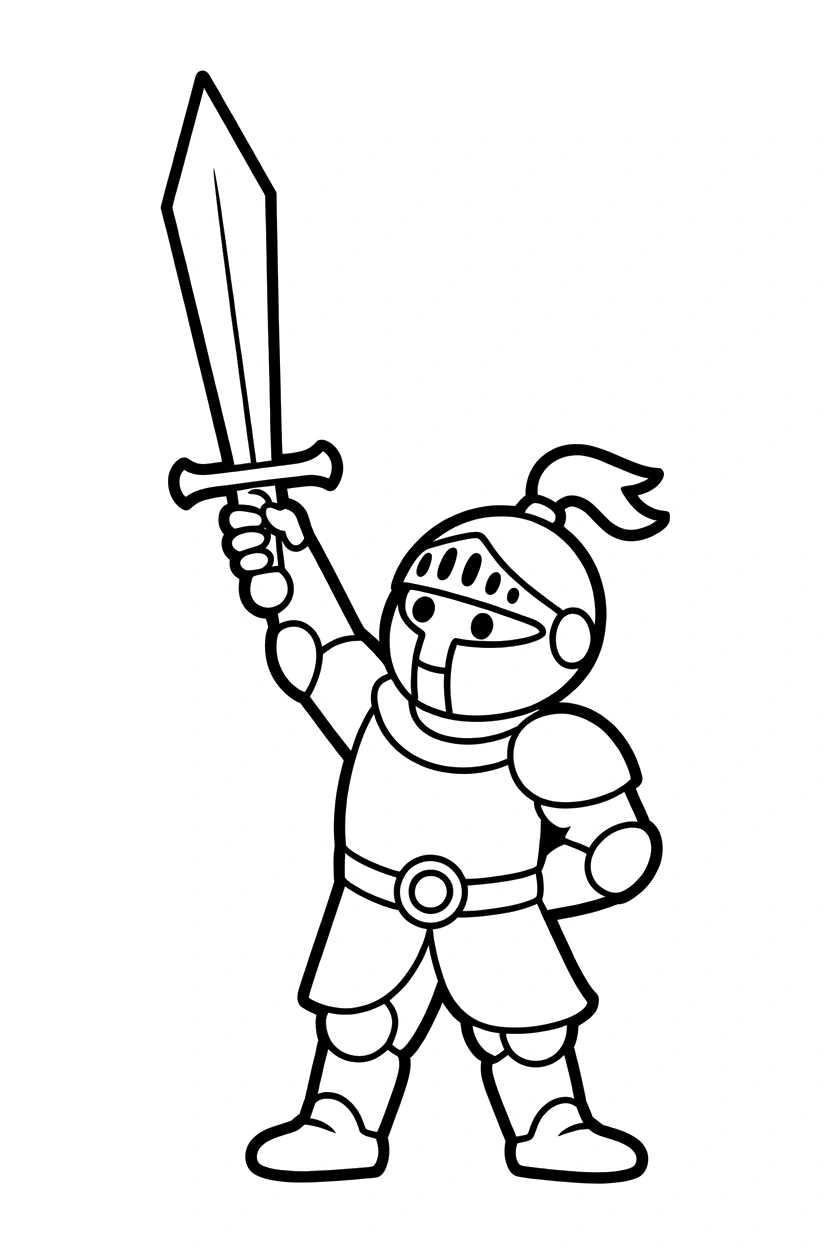 reaching knight raised sword coloring pages