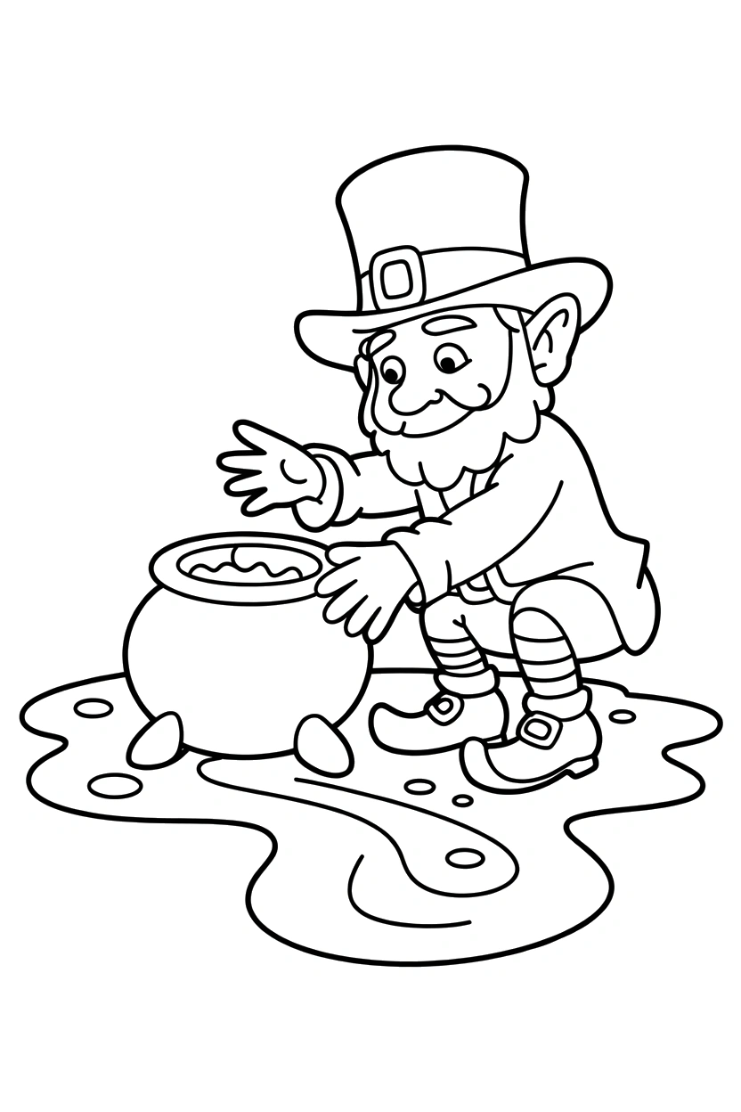 reaching leprechaun pot stream coloring pages