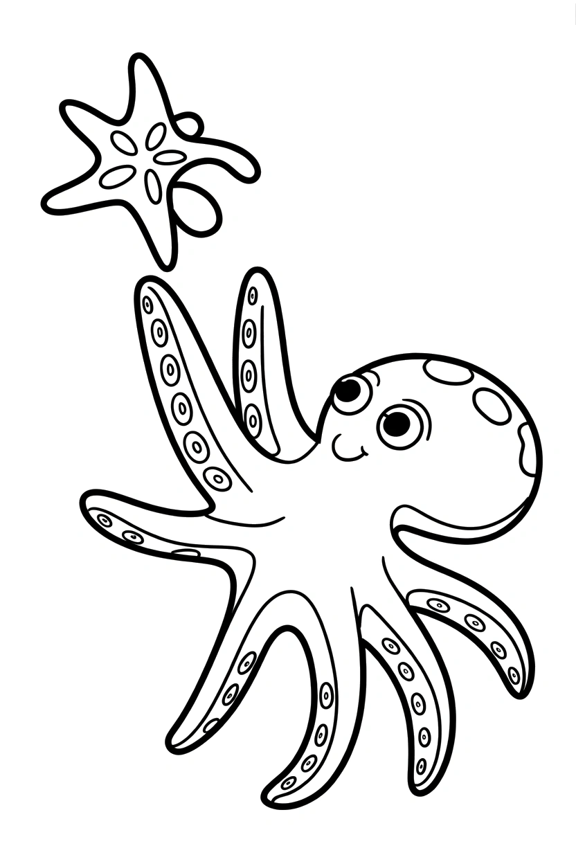 reaching octopus drifting starfish printable sheet reaching octopus drifting starfish printable sheet