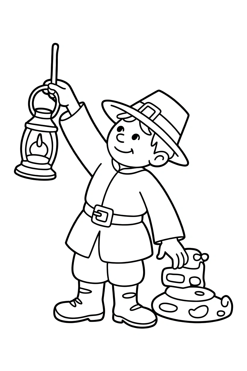 reaching pilgrim cabin lantern coloring pages