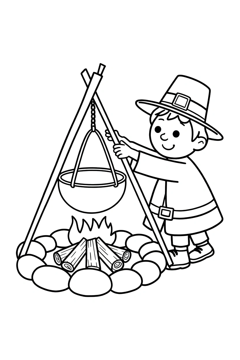 reaching pilgrim kettle fire pit printable sheet