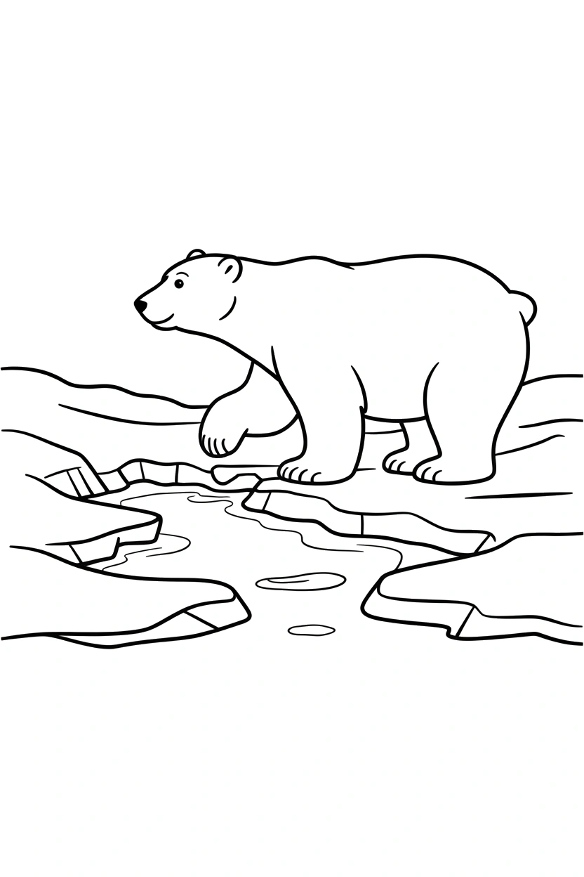 reaching polar bear frozen stream coloring pages reaching polar bear frozen stream coloring pages