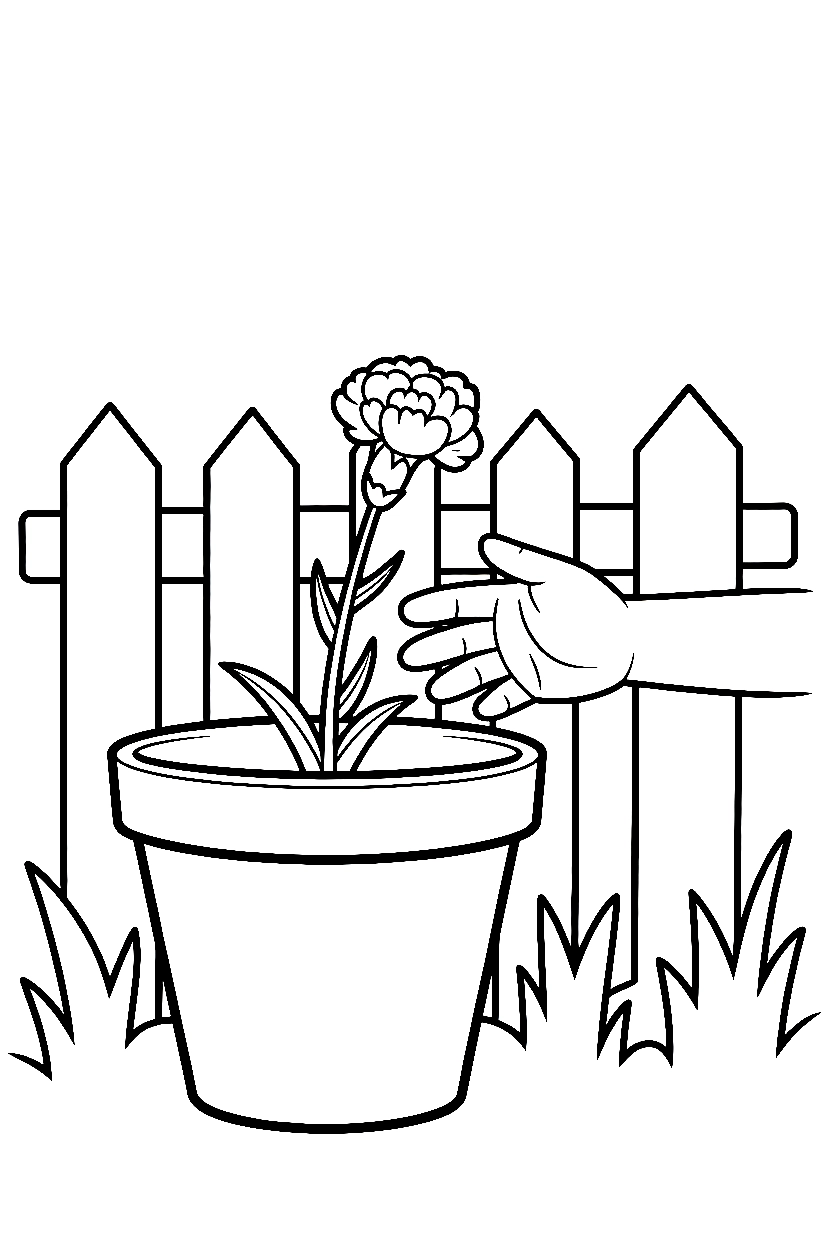 reaching potted carnation coloring pages