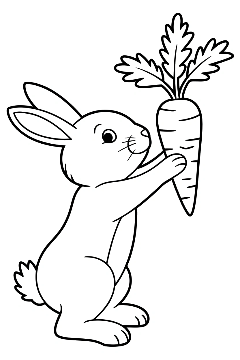 reaching rabbit carrot top coloring pages