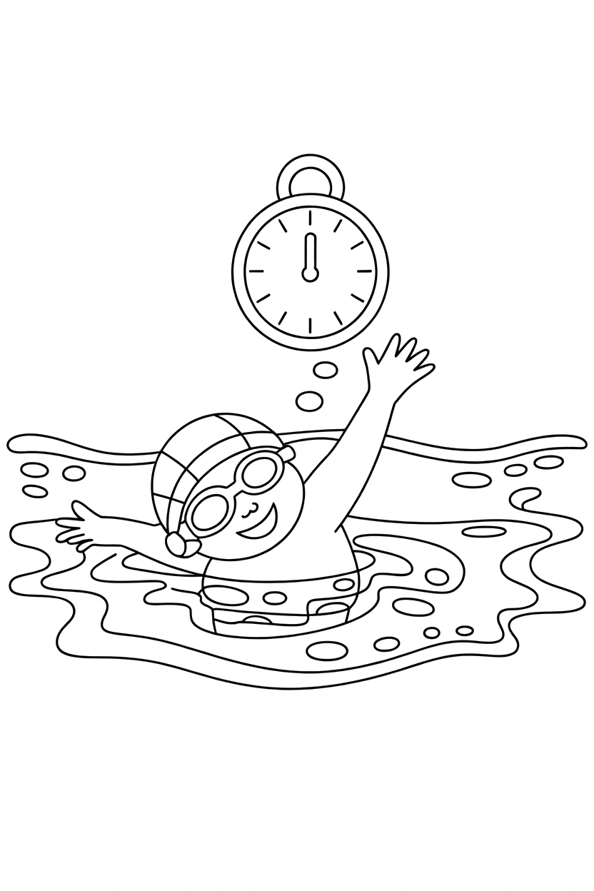 reaching swimming lane finish wall coloring pages