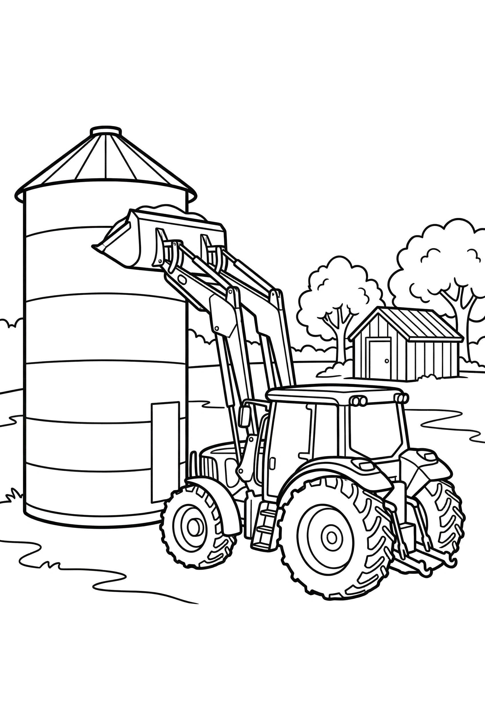 reaching tractor silo area coloring pages