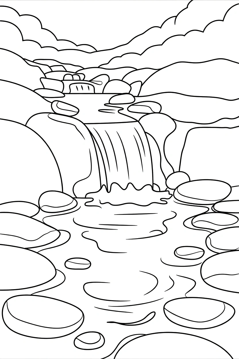 reaching waterfall into calm pool printable sheet