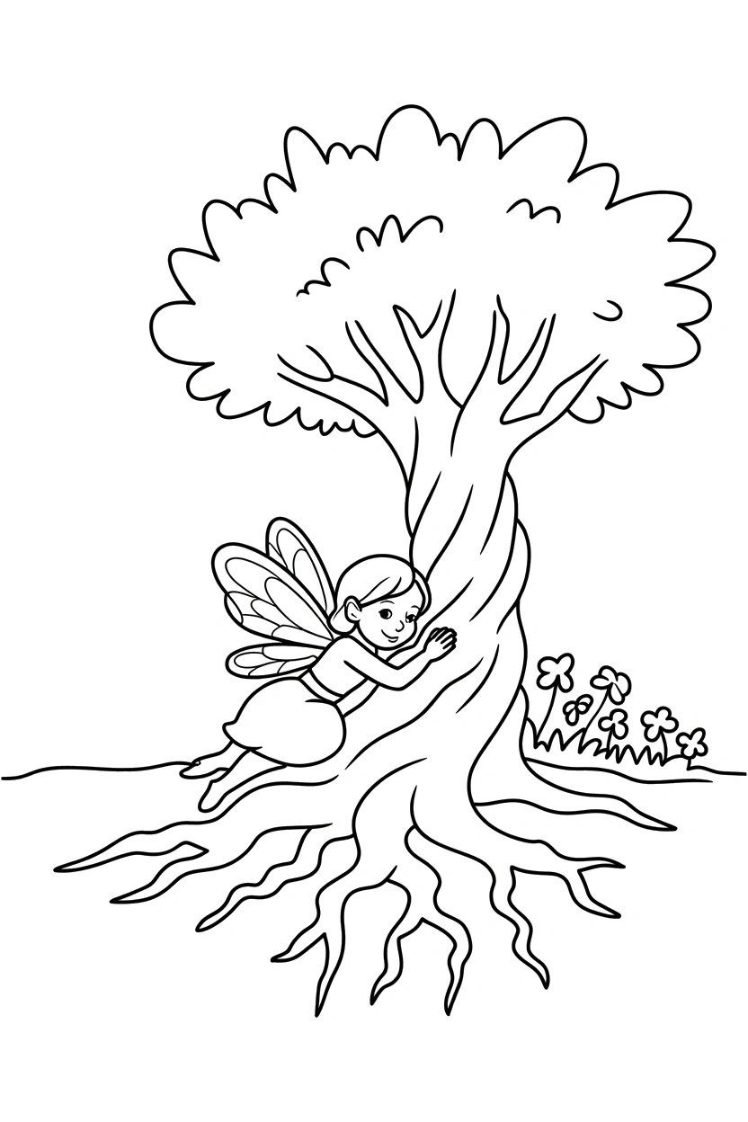resting fairy twisted trunk clover drawing