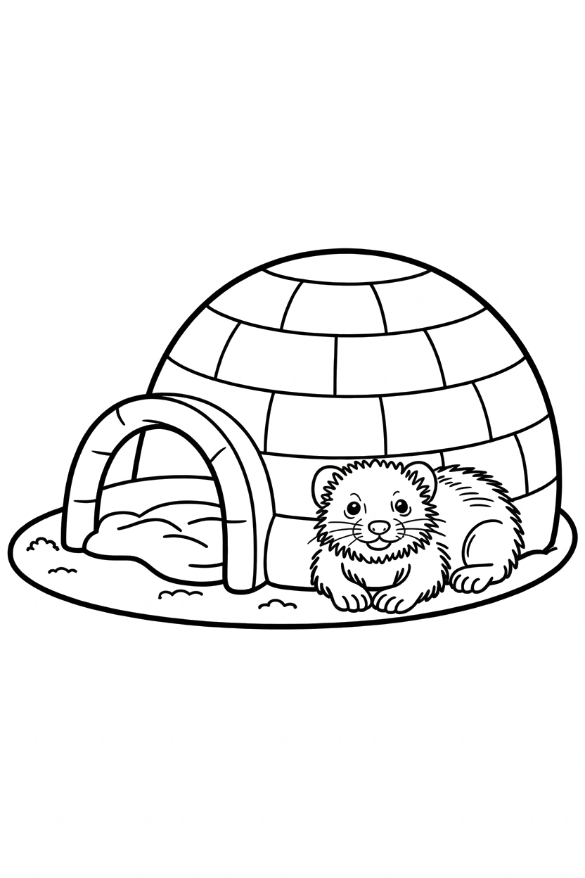 resting ferret plastic igloo hideout drawing resting ferret plastic igloo hideout drawing