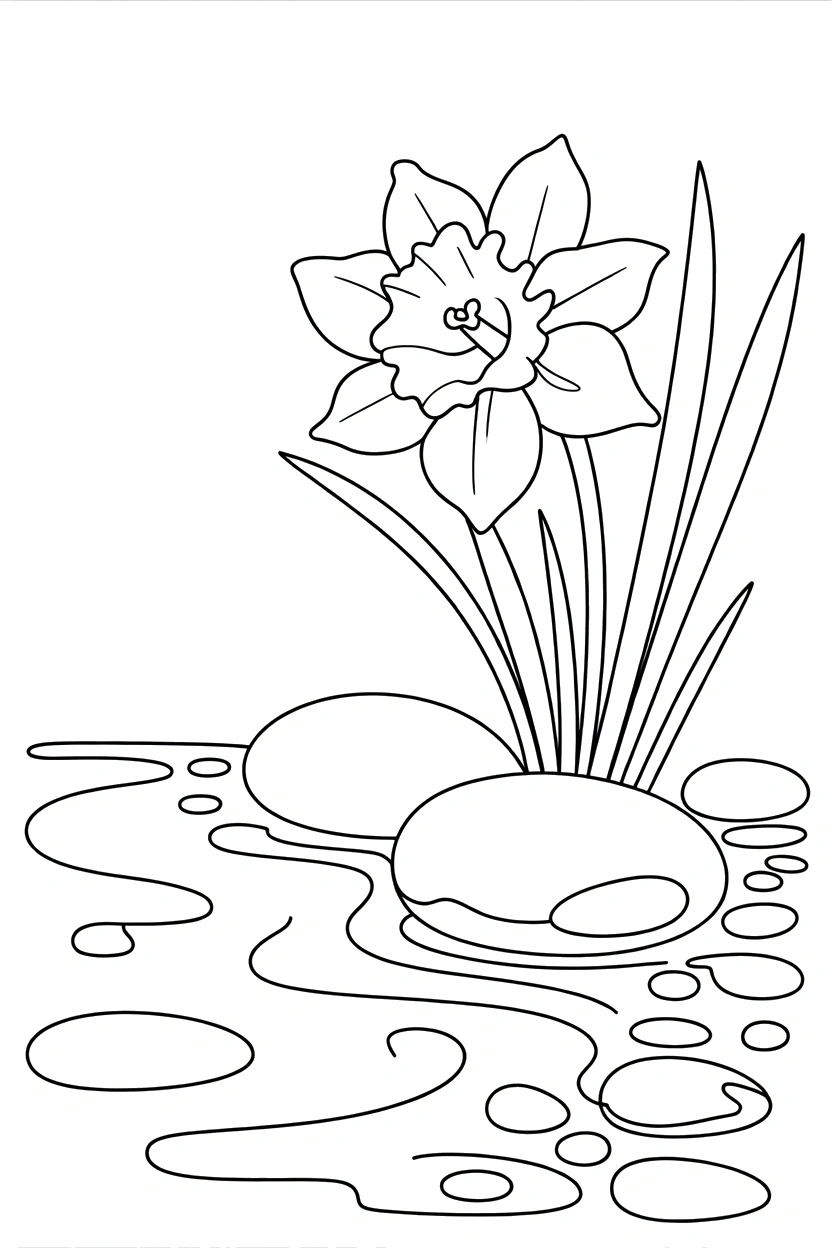 resting river stone coloring pages
