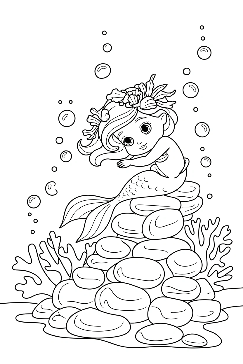 resting rocks baby mermaid bubbles coloring pages resting rocks baby mermaid bubbles coloring pages