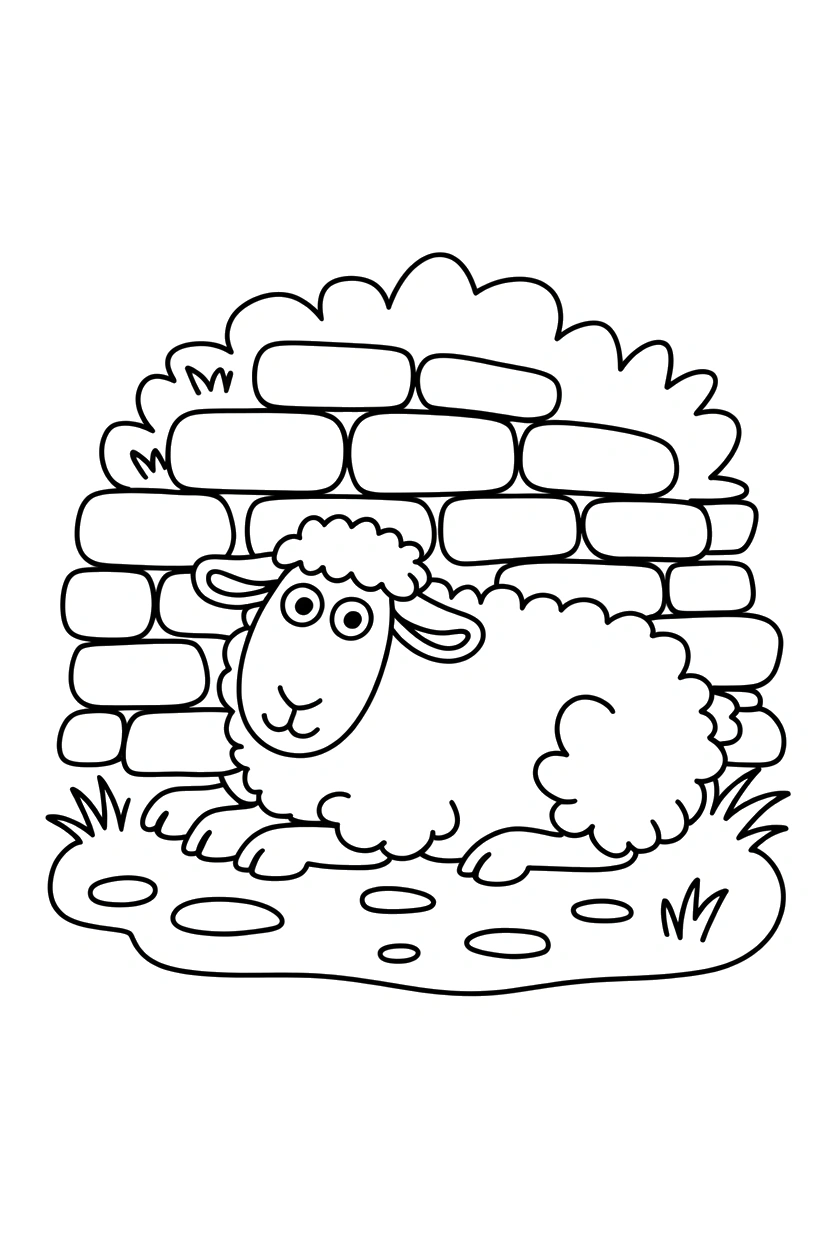 resting scene with stone wall coloring pages resting scene with stone wall coloring pages