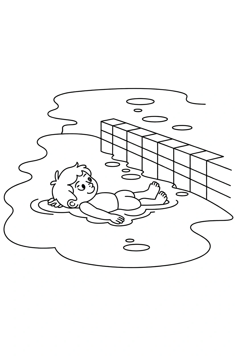 resting swimming pool wall shallow end drawing
