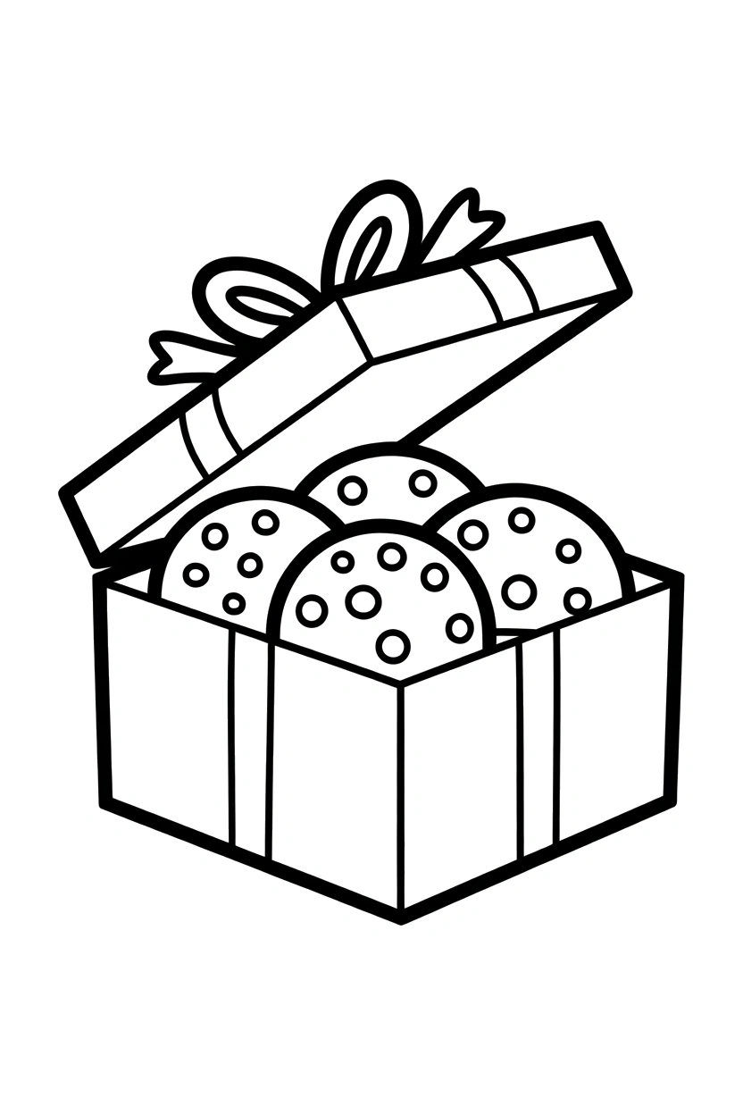 ribbon box cookie coloring page