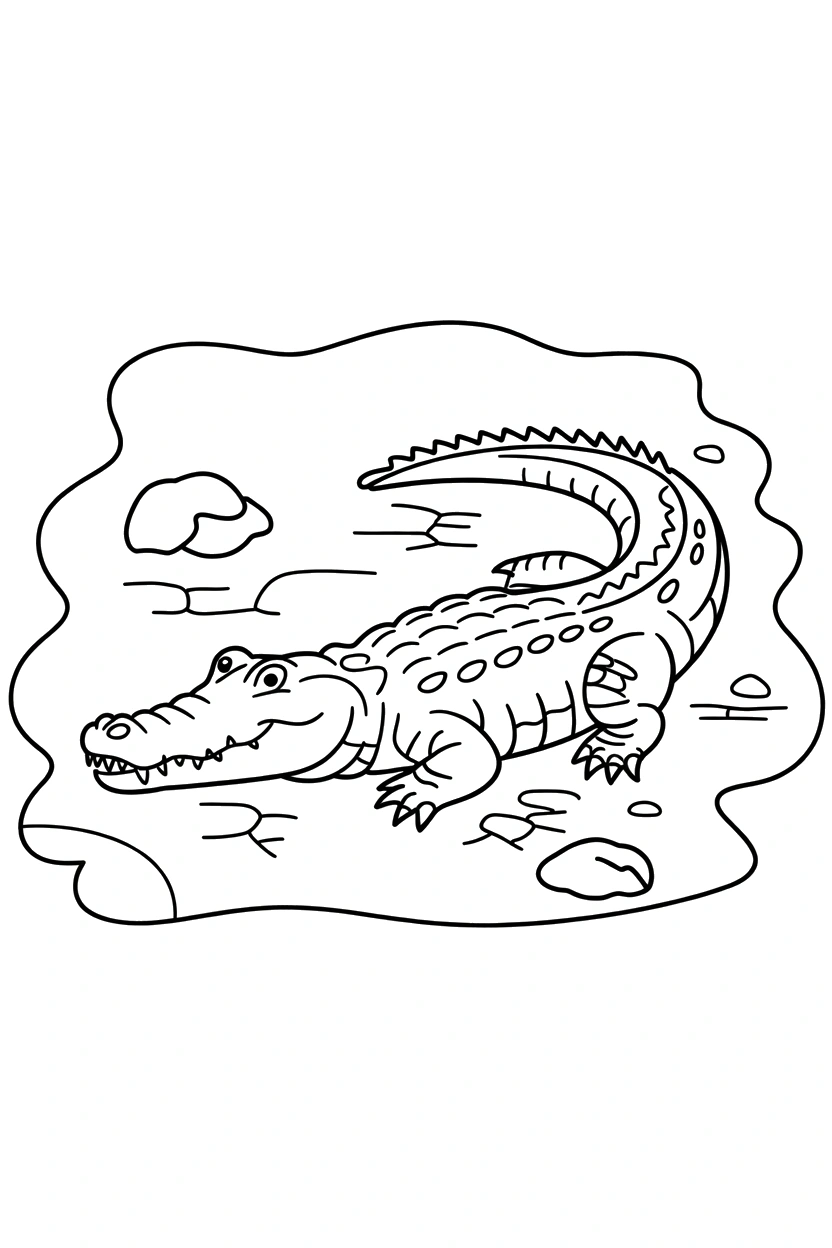 riverside with boulder crocodile coloring page riverside with boulder crocodile coloring page