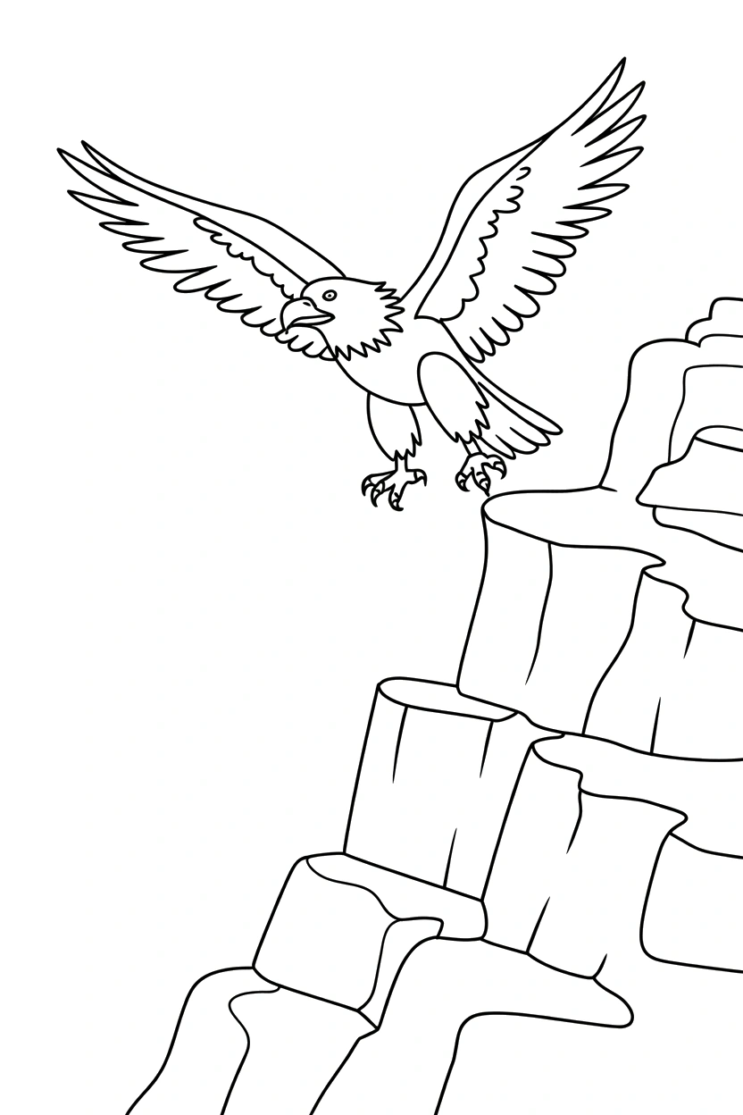 rocky cliff eagle climbing drawing