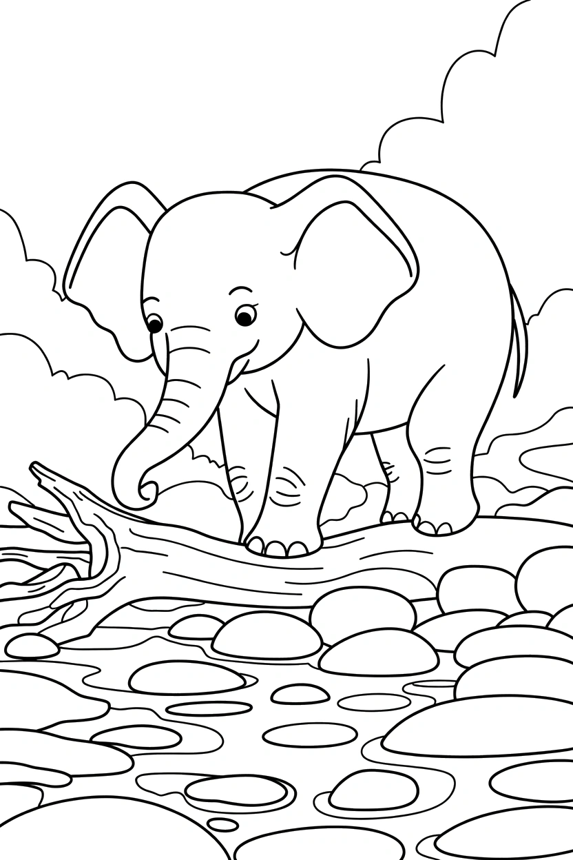 rocky riverbed arranging elephant log coloring pages rocky riverbed arranging elephant log coloring pages