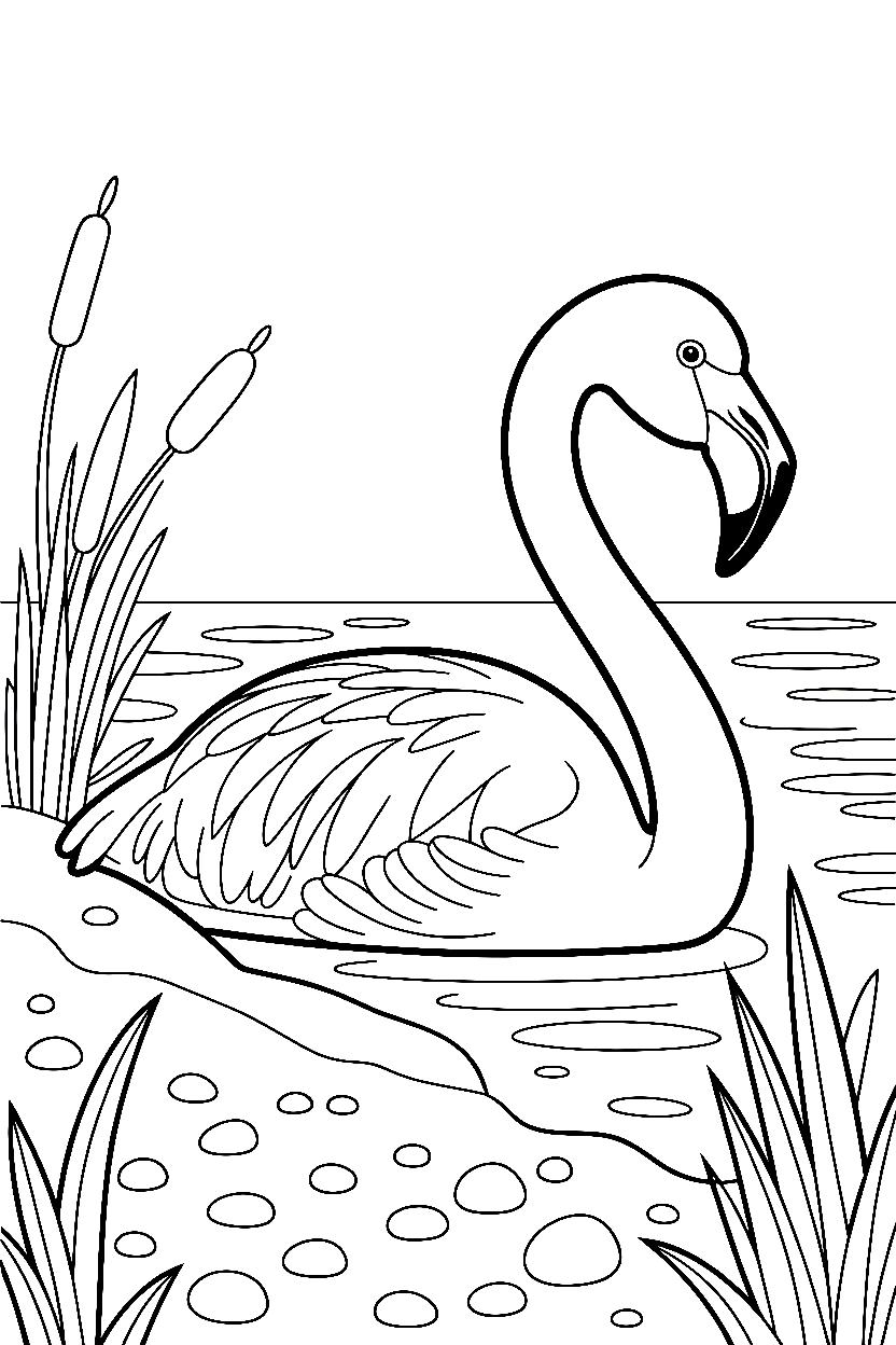 rocky shore with reeds flamingo coloring pages rocky shore with reeds flamingo coloring pages