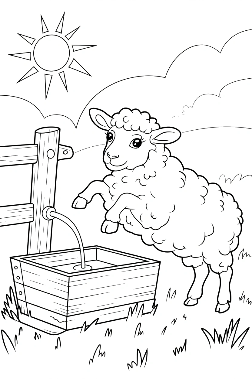 sheep reaching water trough coloring pages sheep reaching water trough coloring pages