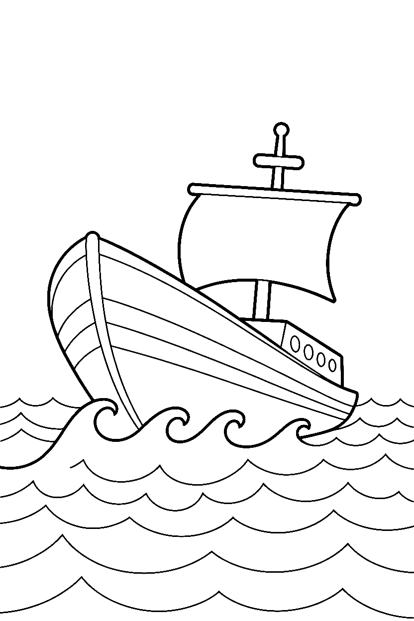 ship climbing ocean swell coloring pages