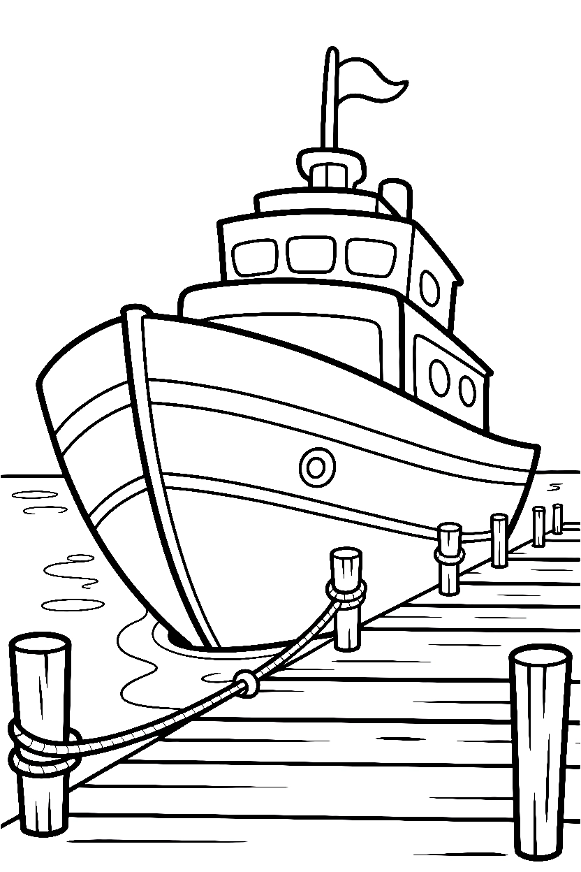 ship pulling pier coloring pages