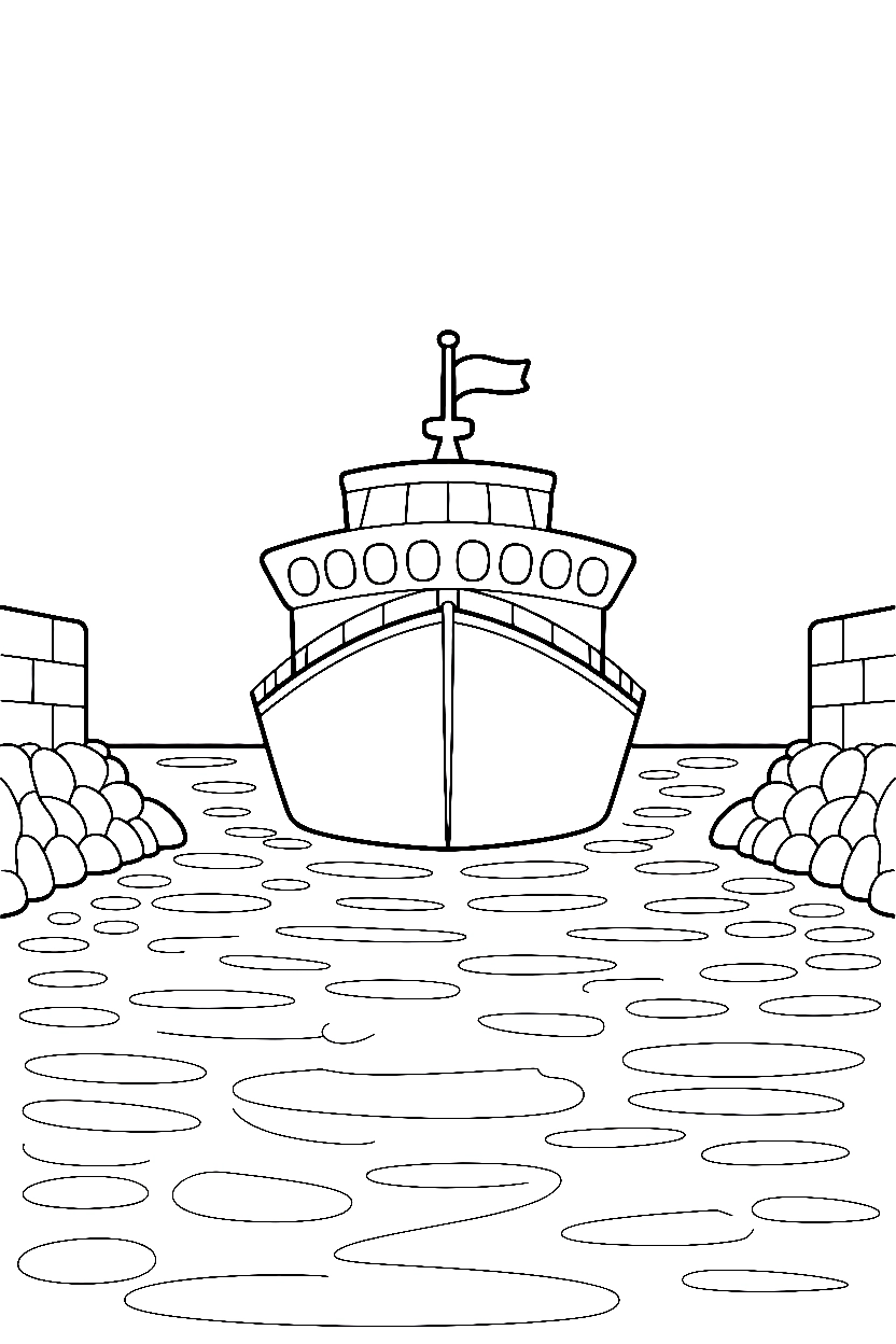 ship reaching harbor coloring pages
